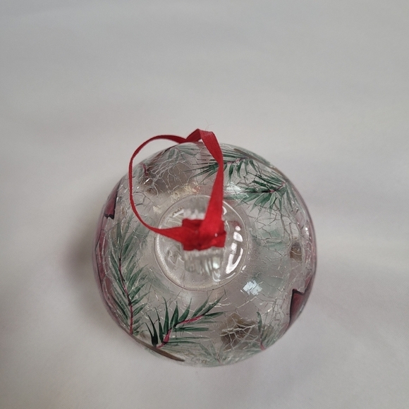 VTG Celebrations Cardinal Xmas Crackled Glass Ball Ornament - Picture 11 of 13